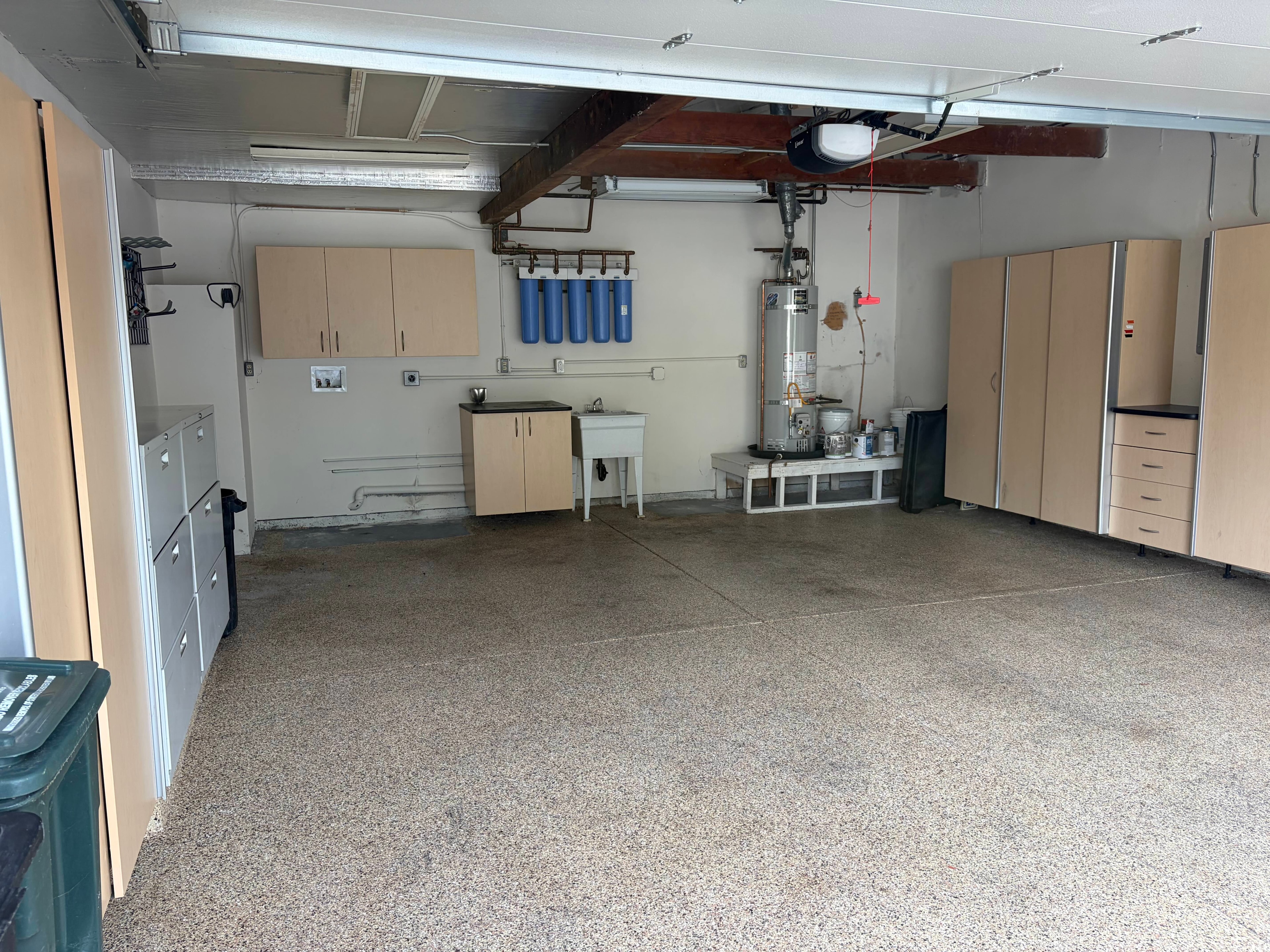 Two-car garage with storage and laundry